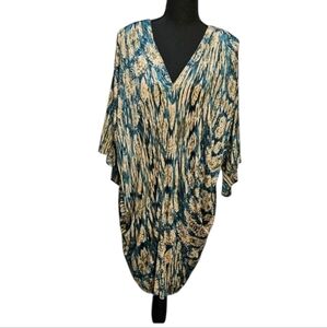 T-bags Los Angeles Asymmetrical Abstract Design Bat Wing Dress Size S